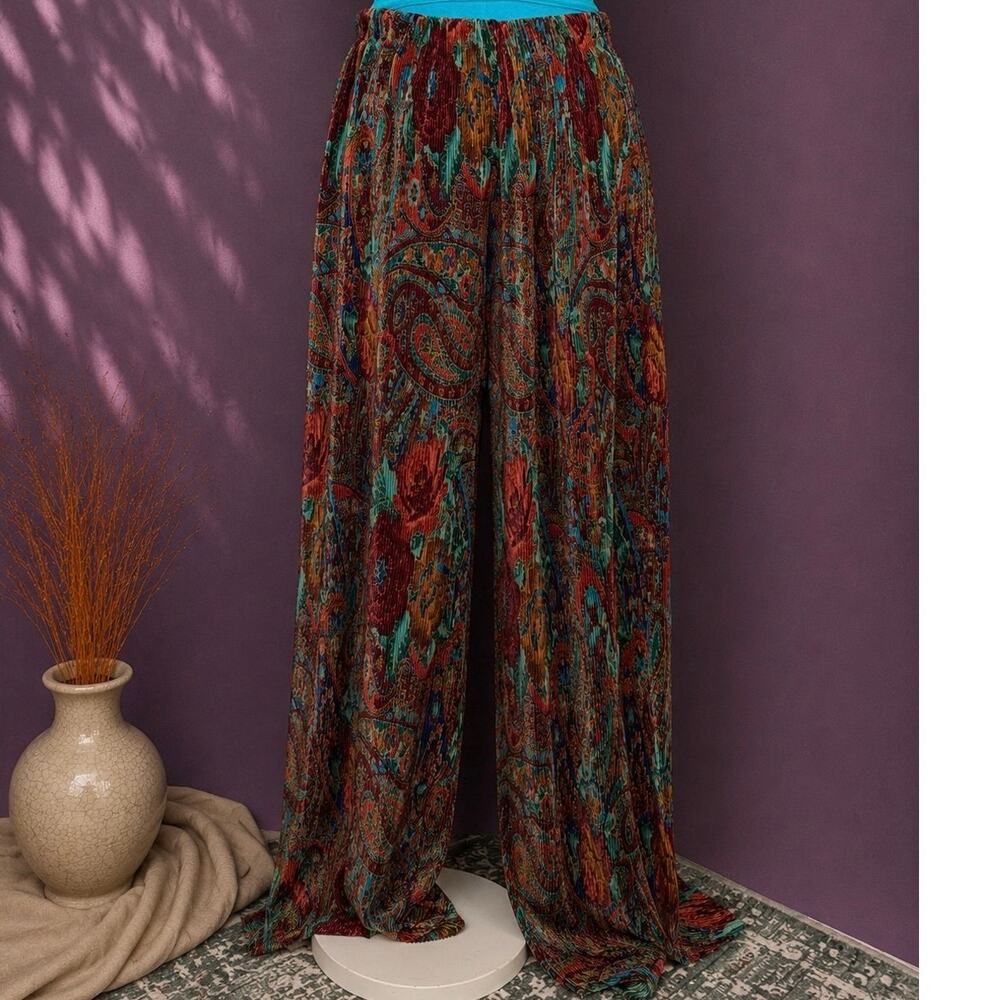 Vintage express paisley pleated palazzo pants